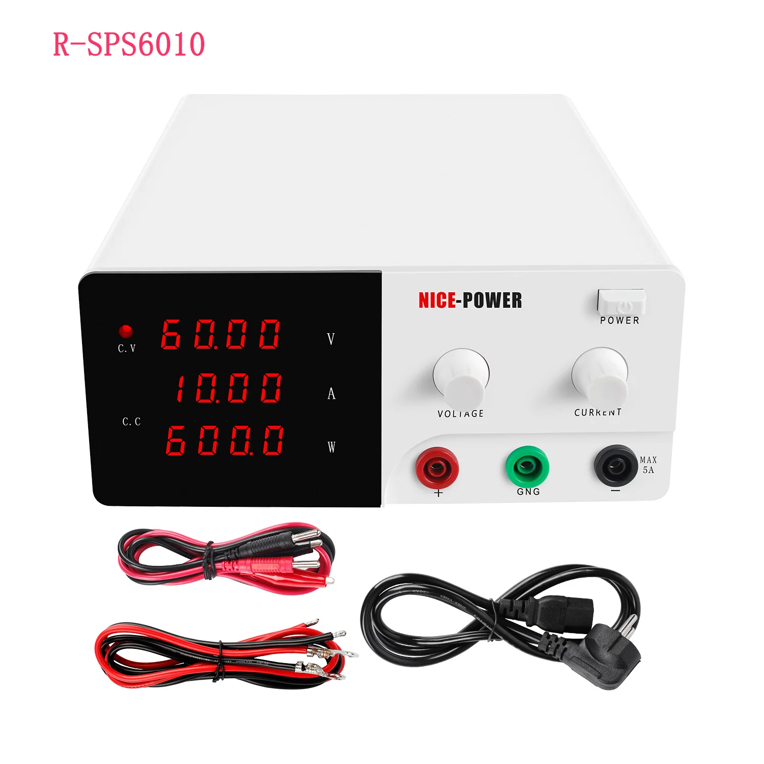 

Switch Regulator Laboratory Power Supply R-SPS6010 Mini Adjustable DC Power Supply 60V10A 4Digit Display For Phone Laptop Repair
