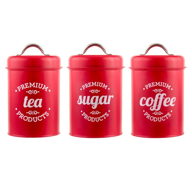 

Красная кованая железная банка для чая, жестяная банка для конфет, сахара, банка, кофейный контейнер, чехол, емкость для хранения для кухни ...