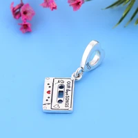 music tape charm for original silver 925 bracelet genuine 925 sterling silver pendant beads accessories gifts for relatives