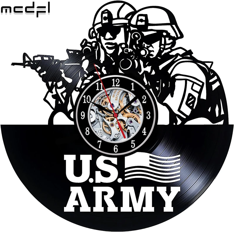 Виниловые настенные часы армии США украшение для дома в стиле милитари Подвесные