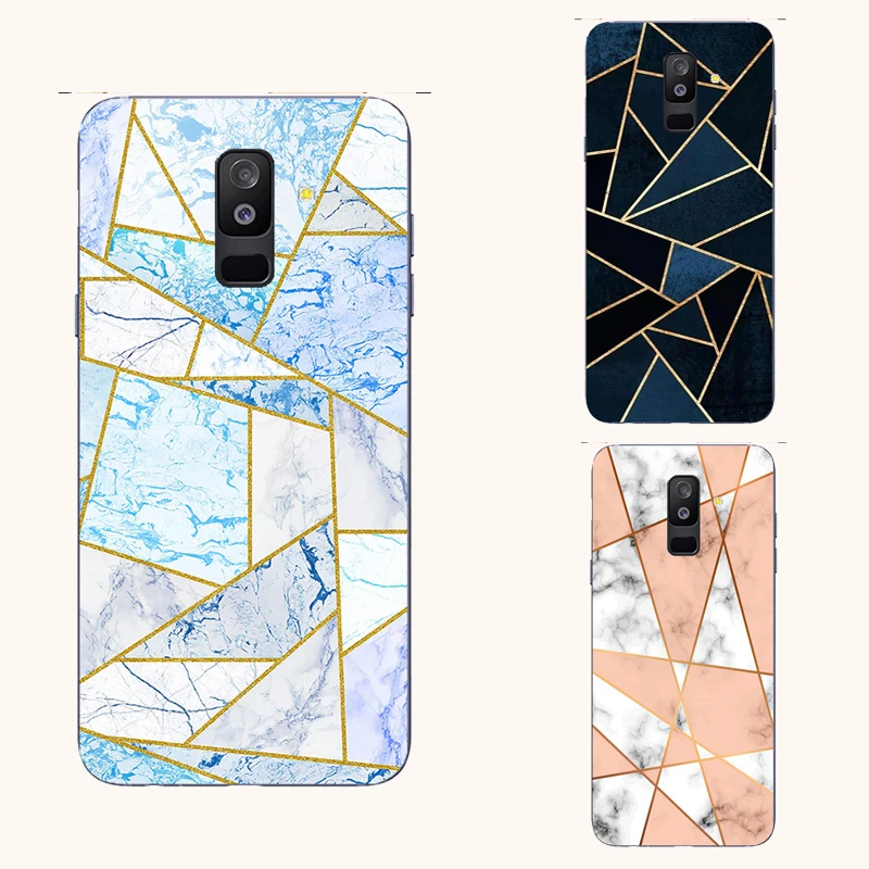 Геометрический мраморный силиконовый чехол для телефона Samsung Galaxy S8 S9 A6 A7 A8 A9 Star Plus 2018 A750F с акцентом на эстетику