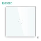 BSEED, европейский стандарт, 1 банда, 2 стороны, настенный сенсорный светильник, настенный выключатель, датчик мощности, переключатель, Хрустальная стеклянная панель, светодиодный синий светильник с подсветкой
