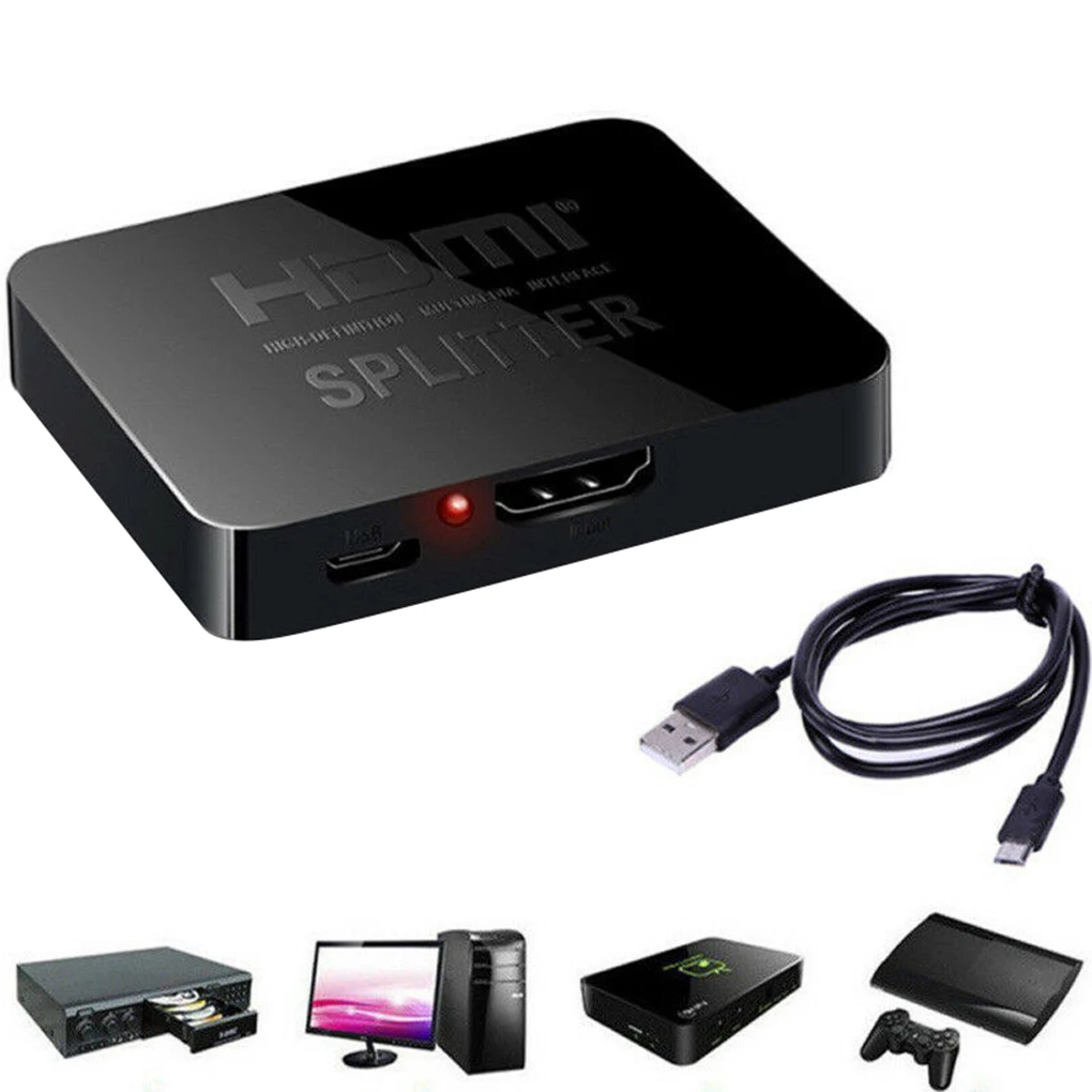 Коммутатор Full HD 1080p 4K сплиттер 1X2 1 в 2 выхода усилитель для HDTV DVD|Кабели HDMI| |