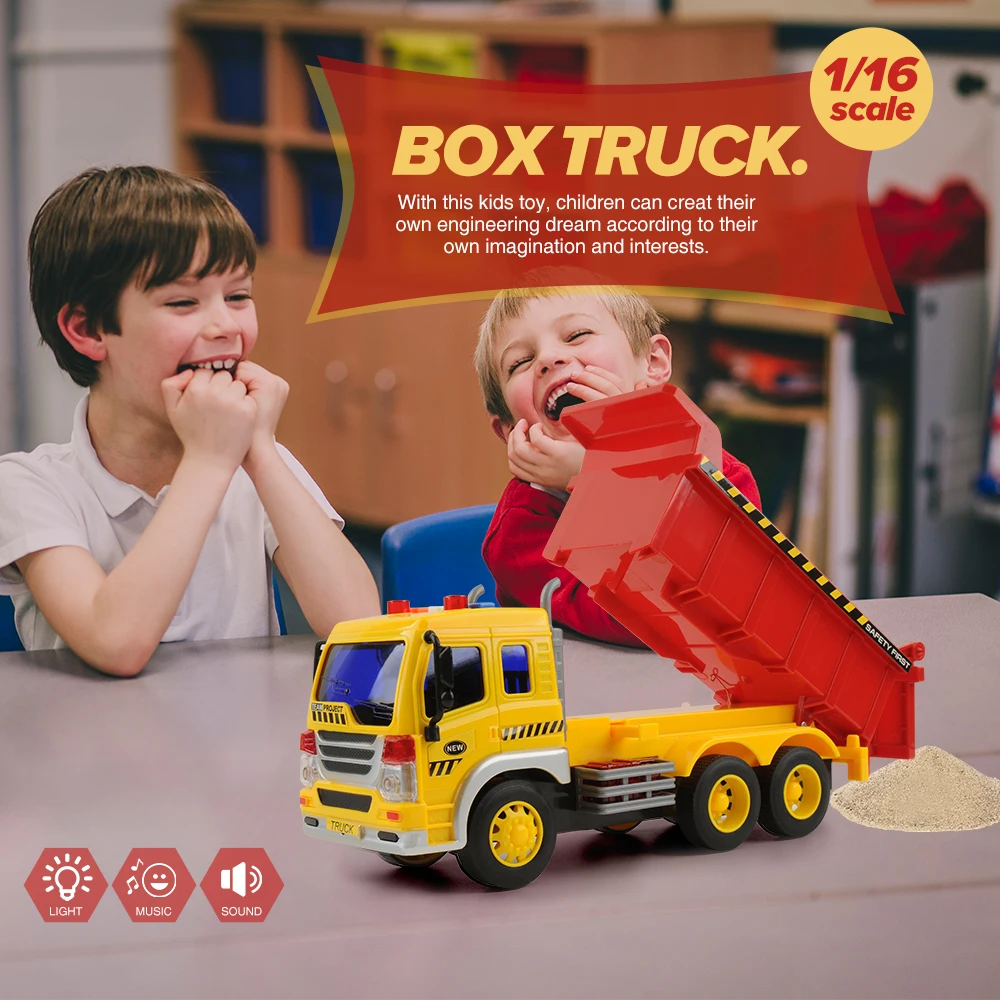 1/16 фрикционный самосвал игрушечный автомобиль с огнями и музыкальной