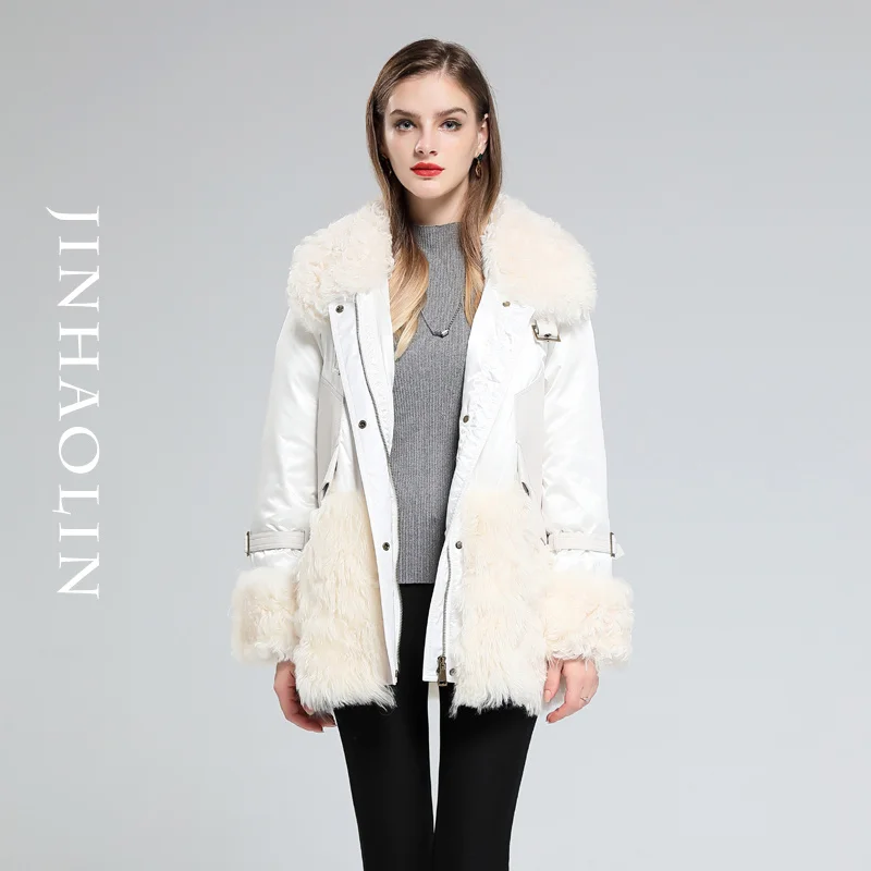 

SHZQ Down Jacket Women's 2021 New Winter Fur One-piece Jacket Women's Lamb Fur Grass Thickened Down Jacket Medium and Long