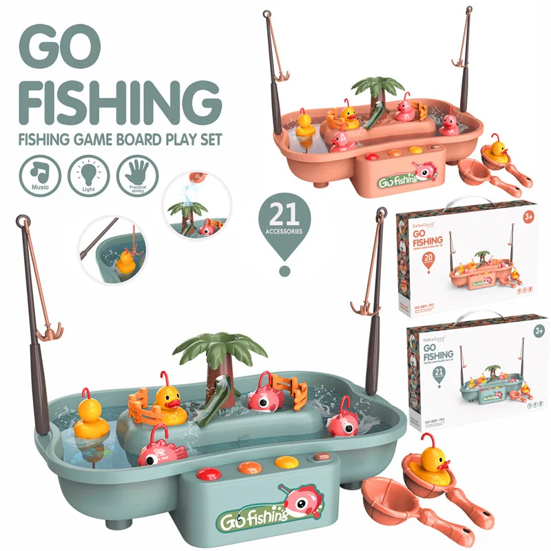 

Children's Magnetic Fishing Toy Music Electric Circulation Fishing Duck Fishing Platform Water Play Game Toys For Kids Gift