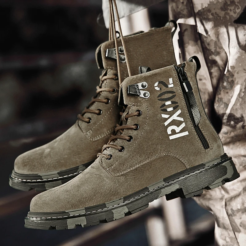 Качественная обувь из натуральной кожи мужские ботинки мотоциклетная