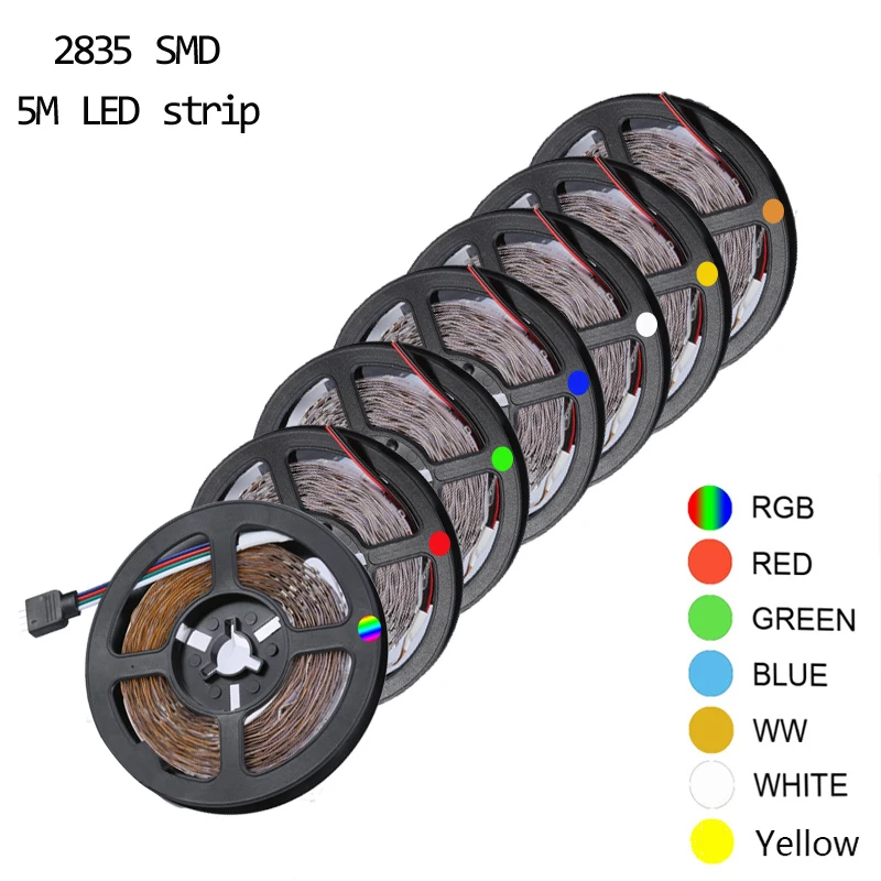 Высокая яркость SMD2835 Светодиодные ленты не Водонепроницаемый 5 м 300LED AC/DC 12V LED