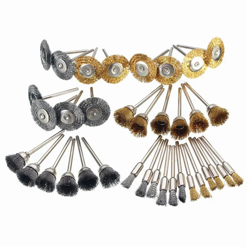 

36*Brass Steel Wire Wheel Brush Polishing Wheels Kit Set For Rotary Tools Kit