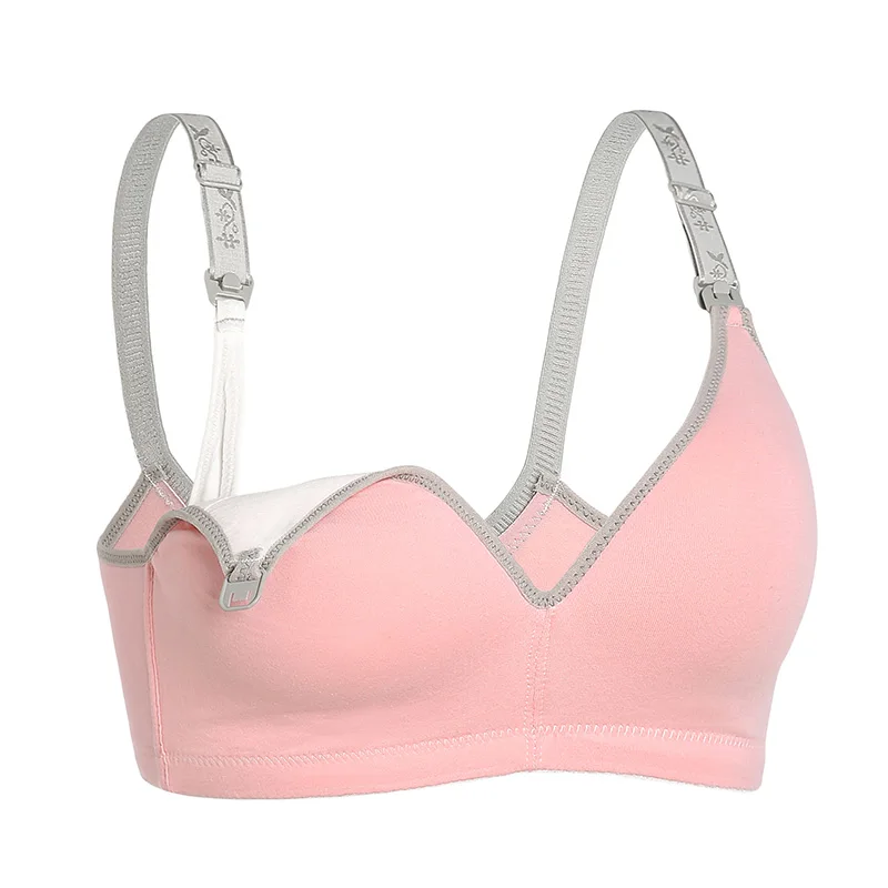 Gray-Pink Мама колыбель ребенка Средства ухода за кожей для будущих мам Бюстгальтер для кормления Беременность одежда сна Бюстгальтеры для беременных кормящих бюстгальтер нижнее белье Костюмы - Цвет: Gray-Pink
