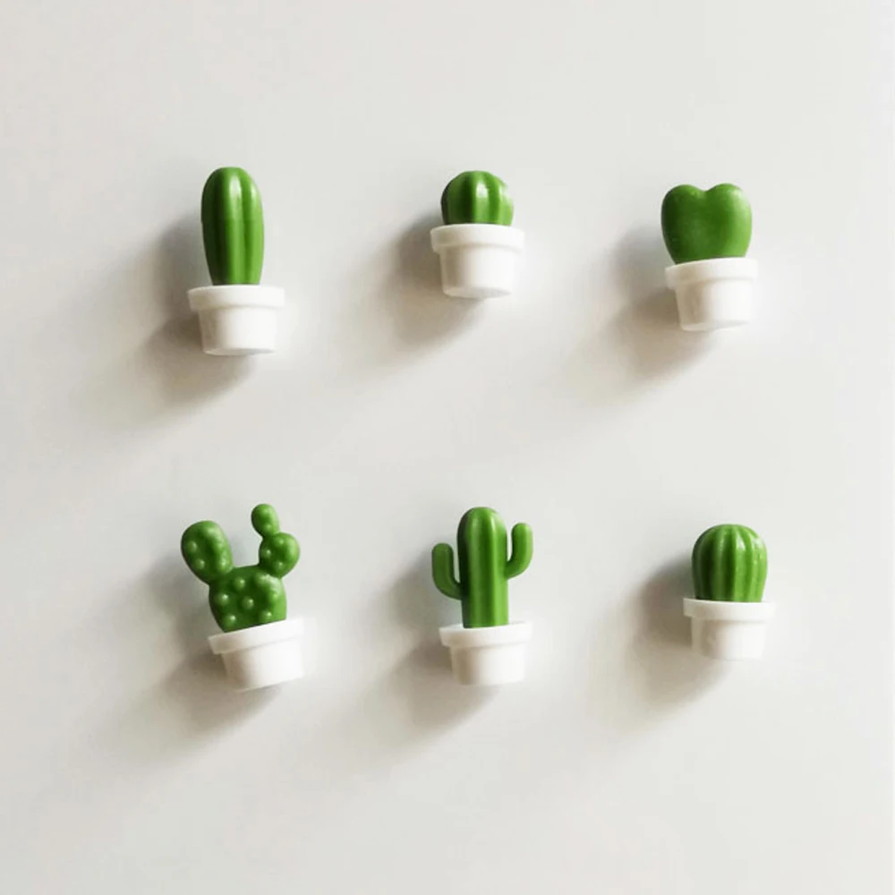 6pcs Cactus Fridge Magnet Refrigerator Magnetic Sticker 3D Cute Succulent Plant Message Board Reminder Home Decoration Kitchen - купить по