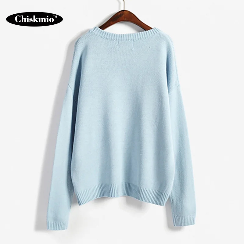 Preppy Style Women Sweater Cloud Pattern Knitting Pullover Loose Long-Sleeved Knitted Tops Ladies Office Jumper Harajuku | Женская
