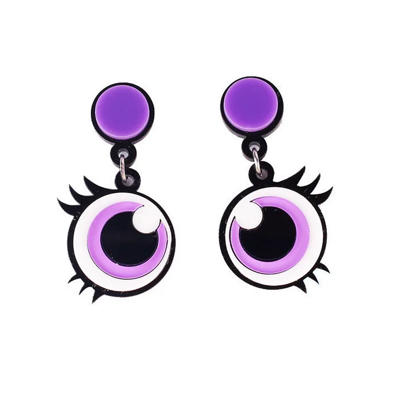 

New Punk Cute Purple Big Eyes Acrylic Drop Earrings For Women Girls Eyelash Long Dangle Earrings Fashion Party Jewelry Gifts