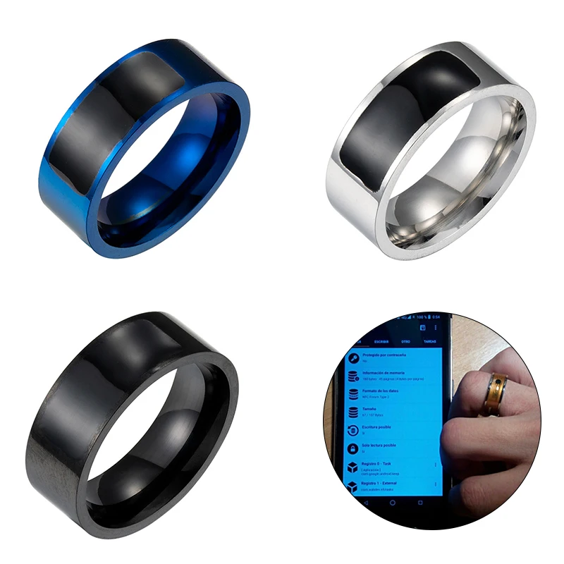 Смарт-кольцо NFC многофункциональные кольца на палец синее черное серебристое