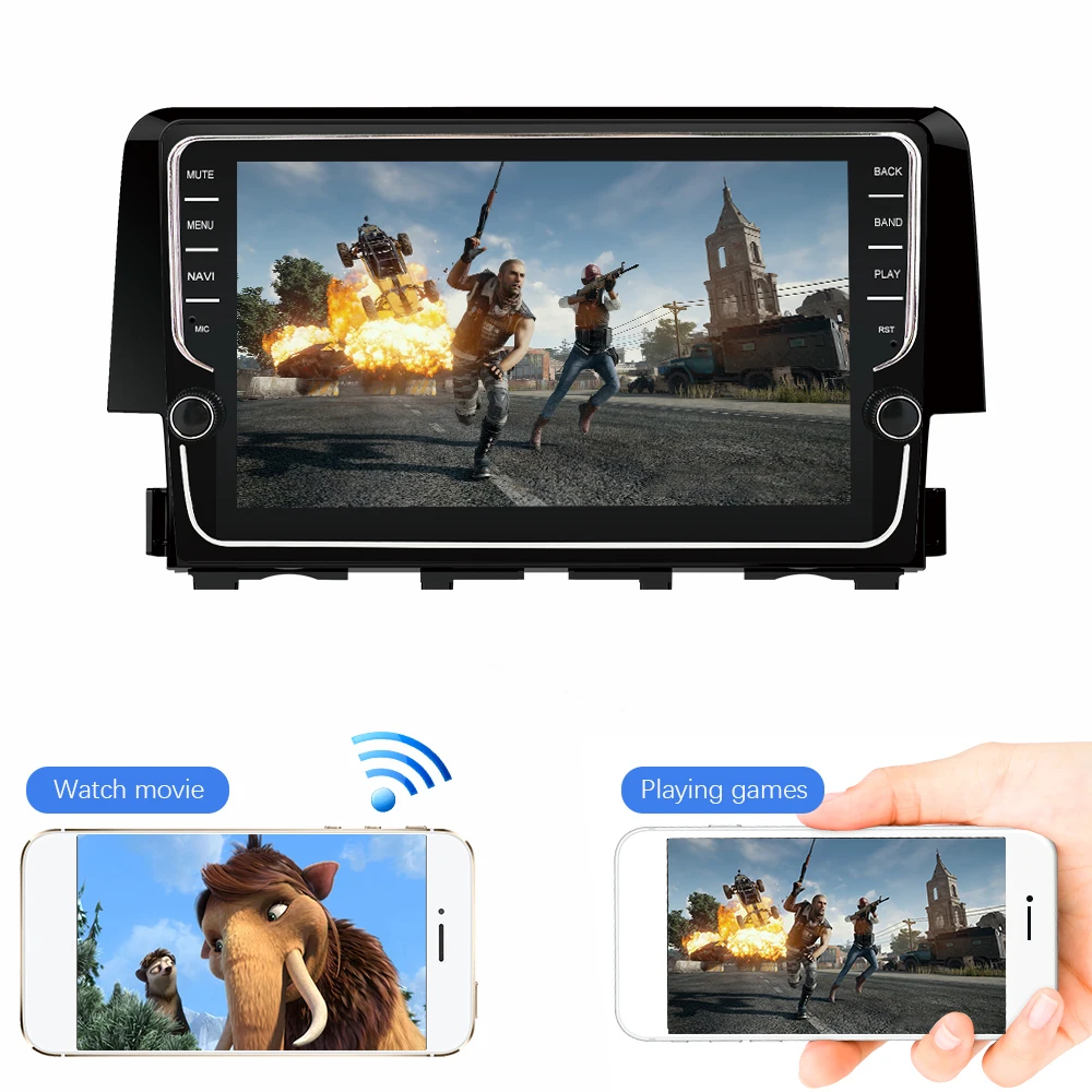 Eunavi 2 DIN Android 10 Автомобильный GPS головное устройство для Honda Civic 2016 2017 2018 Радио
