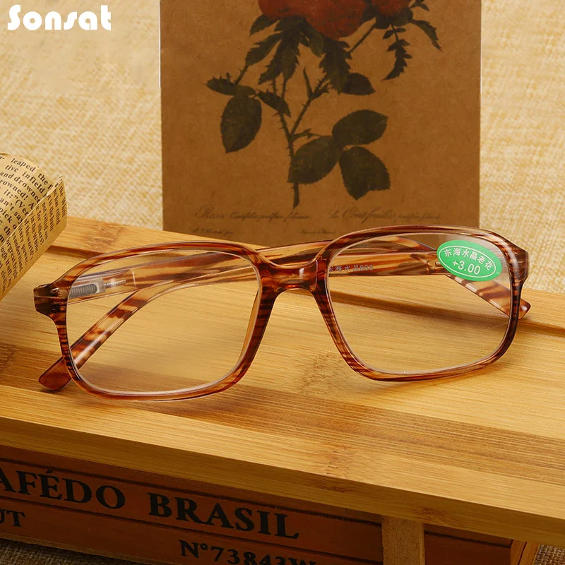 

Новые Классические пластиковые большие квадратные очки в стиле ретро для чтения с кристаллами