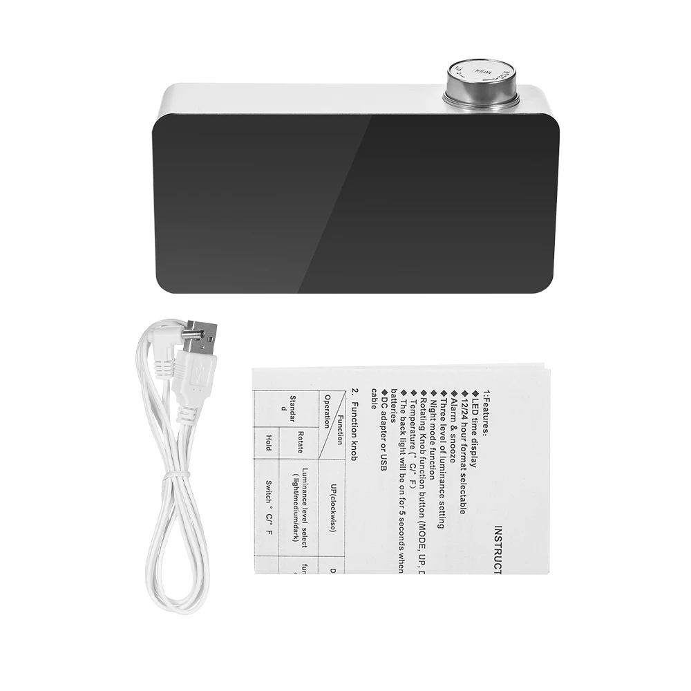 Будильник цифровые светодиодные зеркальные часы с USB и батареей 12 H/24 H дисплей