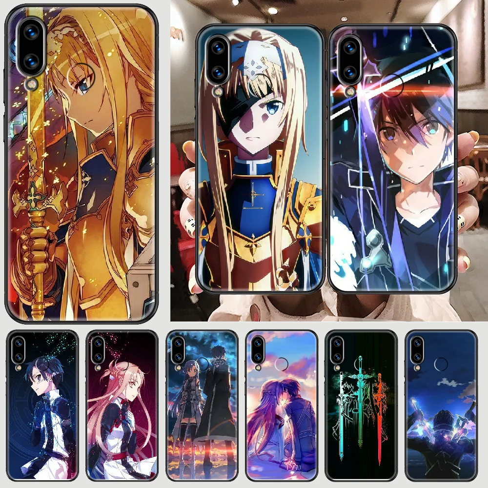 Обувь для вечеринки в Стиле косплей Sword Art Online (SAO), чехол для телефона для Huawei Honor 6, 7, 8, 9, 10, 10i 20 A C X Lite рro играть черный 3D кухонные шкафы, чехол кл...