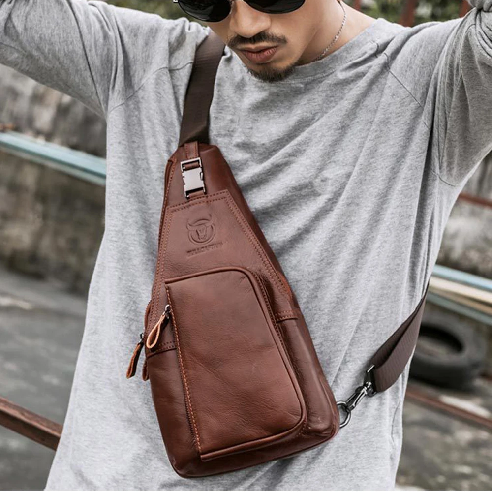 BRAND Crossbody Bags Men's Chest Bag Designer Messenger bag Men Leather Shoulder Bag Male Diagonal Pack Travel Package