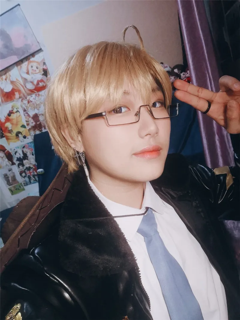APH Axis Powers Hetalia England Косплей Парик Термостойкие Светло-Золотые Короткие Парики из Синтетических Волос + Бесплатная Кепка Для Парика (art.: 3920cd319ec63) - 3920cd319ec63