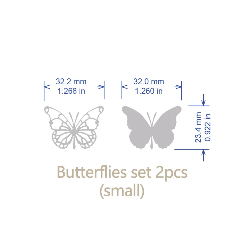 2pcs per set small DUOFEN металлические режущие штампы Бабочка Набор для DIY бумажных ремесленных проектов скрапбук бумажный альбом - Цвет: 2pcs per set small