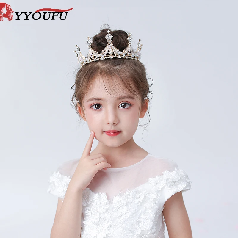 YYOUFU Мода Принцесса Корона украшение для волос со стразами головная повязка для девочек детские диадемы аксессуары для волос