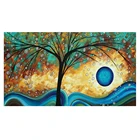 Абстрактная картина маслом дерева на холсте Закат плакат с волнами и принты настенные картины для Гостиная Куадрос Декор
