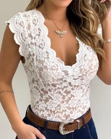 summer sexy lace camisole deep v neck women hollow out tank tops sleeveless plus size bralette crochet camis black lace top