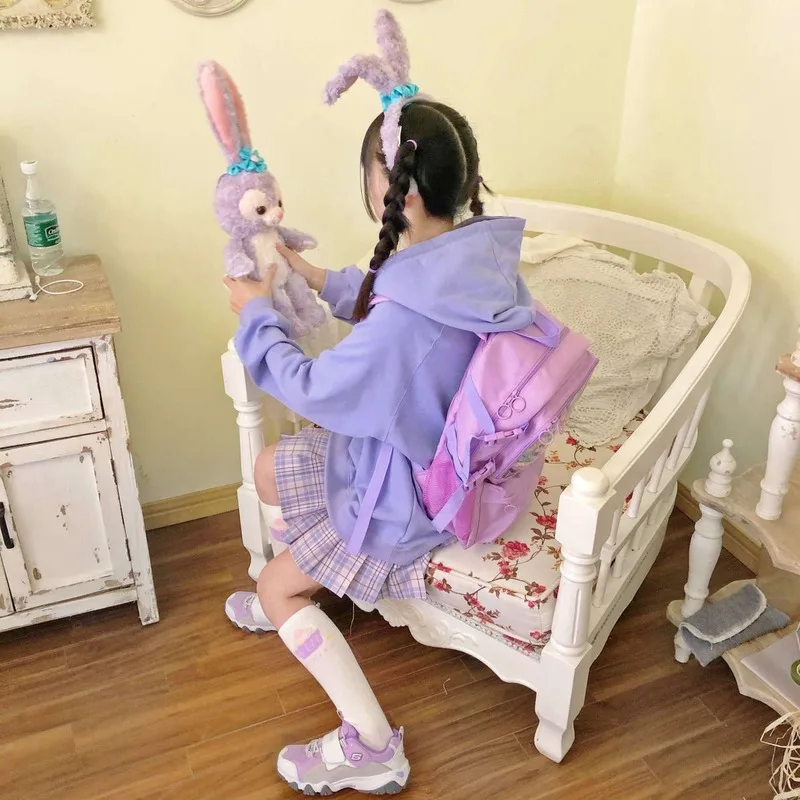 

QWEE Harajuku Anime Cartoon Hooded Sweatshirt Women Tops Long Sleeve Japanese Kawaii Anime Hoodie Casual Fashion Soft Girls