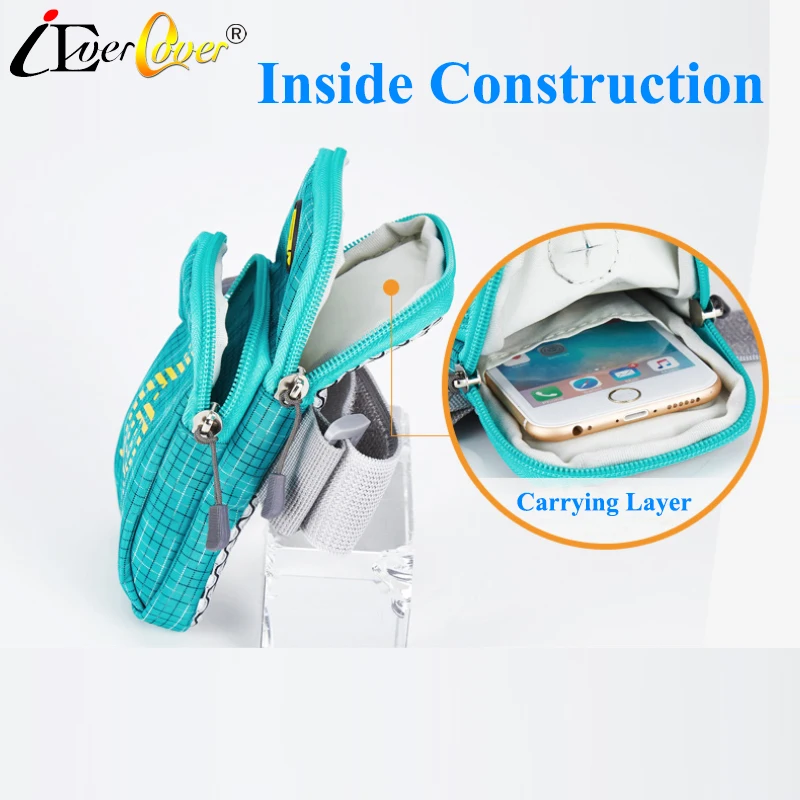 Двойные карманы Беговая наручная Сумочка чехол для Xiaomi Mi Note 10 Pro / 9 5G Lite телефонов