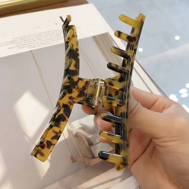 

Floral Camouflage Leopard Print Hair Clamp Grab Large Size Geometric T-shaped Tortoiseshell Hair Clip Simple Acetate Hair Claws