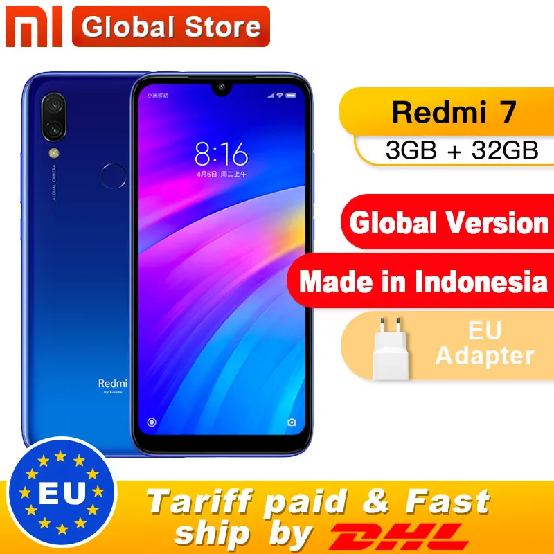 Глобальная версия Xiaomi Redmi 7 3 Гб оперативной памяти 32 встроенной процессор Snapdragon 632