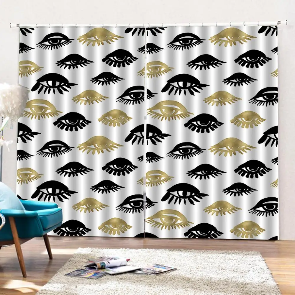 Занавески на окна для гостиной желтые черные с узором картина спальни шторы