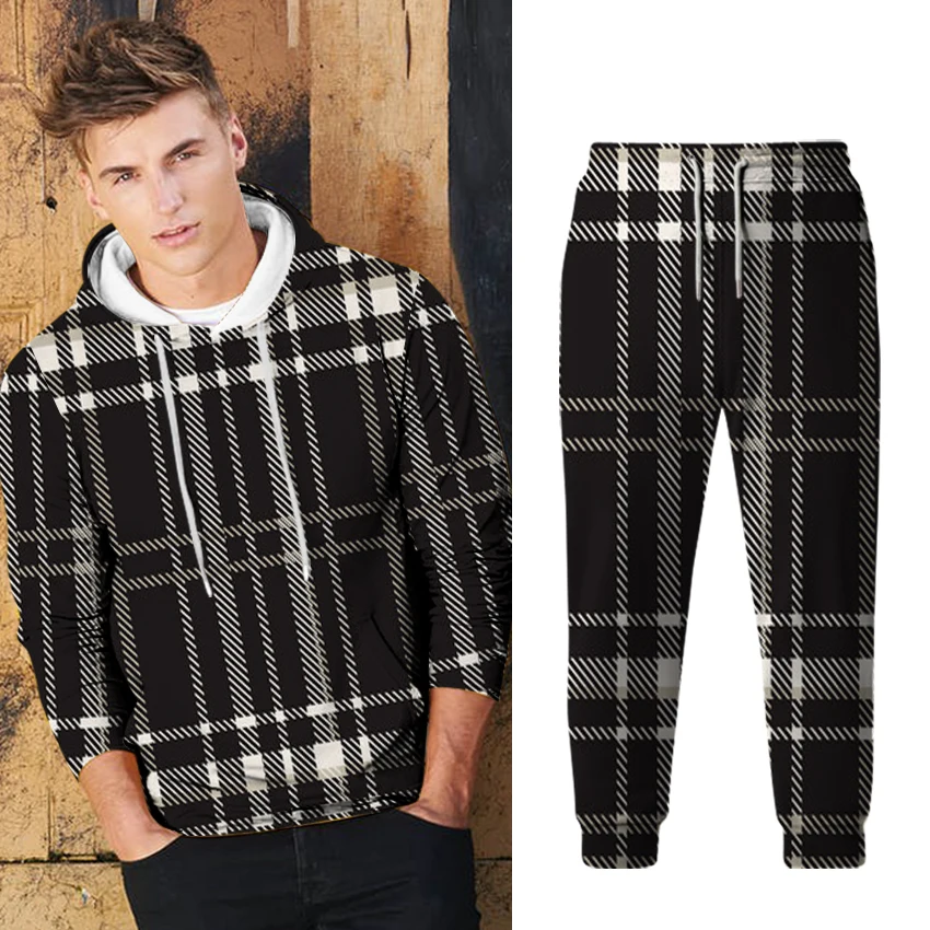 

Sweater two-piece high street striped long-sleeved loose retro style wild fashion unisex clothing casual street sports suit