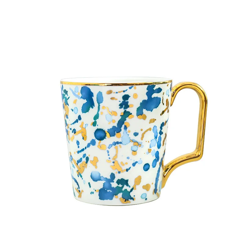 

400ML Gold Handle Ceramic Cup Creative Luxury Business Office Mug Simple Home Coffee Cups Coffee Mugs