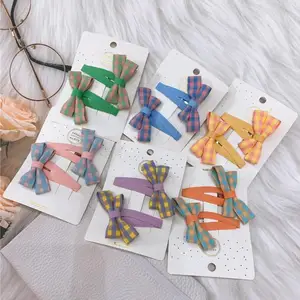 Plaid Print Hair Pins For Baby Girls Hair Accessories Hair Grip Kids Barrettes Children Party Hair Styling Tools Bb Clip Hairpin