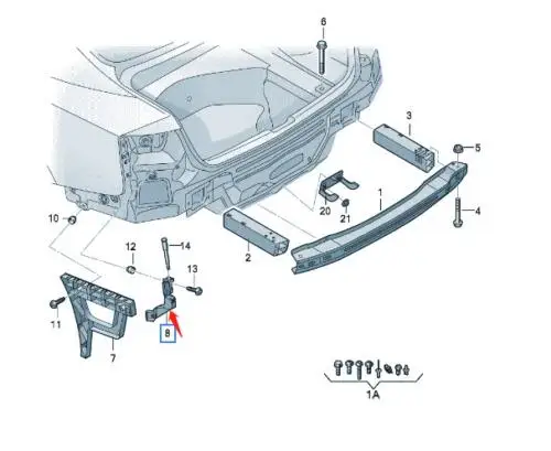 Направляющая для заднего бампера правая верхняя часть СИДЕНЬЯ Audi A4 09 16