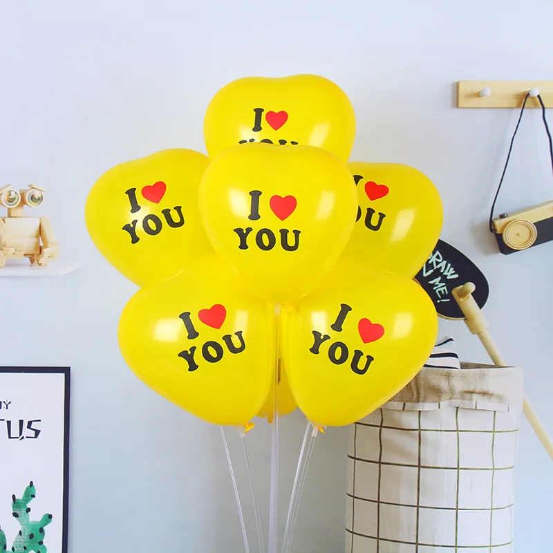 

12inch Yellow Red Latex Balloons Love Heart Inflatable Air Helium Balloon Valentine's Day Marriage Wedding Party Decor Supplies