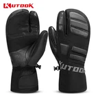 KUTOOK Водонепроницаемый лыжные перчатки мужские зимние кожаные Термальность для катания на сноуборде для велосипедистов с защитой от ветра для женщин снежной доске снегоходные перчатки лыжные принадлежности