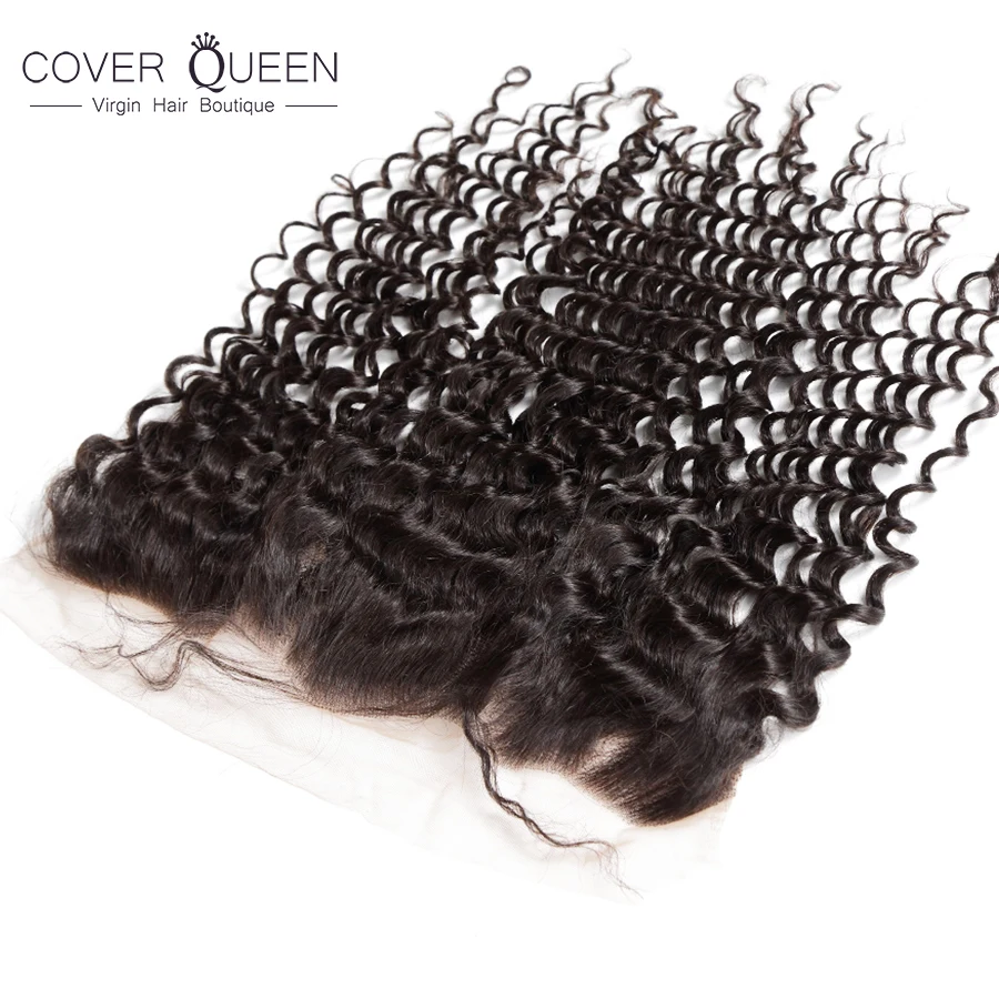 Бразильская фронтальная лента с глубокими волнами 13x4 100% кудрявыми человеческими