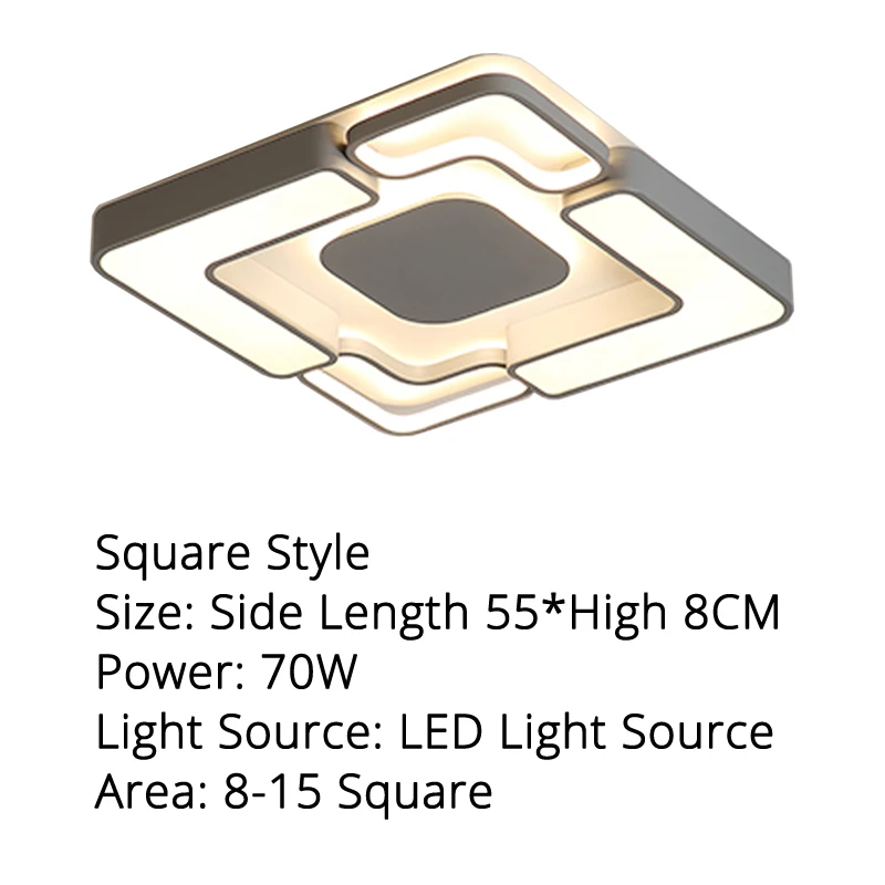 LED ceiling lights White/Grey body Modern living room for bedroom support 110V and 220V Remote control led lamps - Цвет корпуса: 52x52x7cm 70w