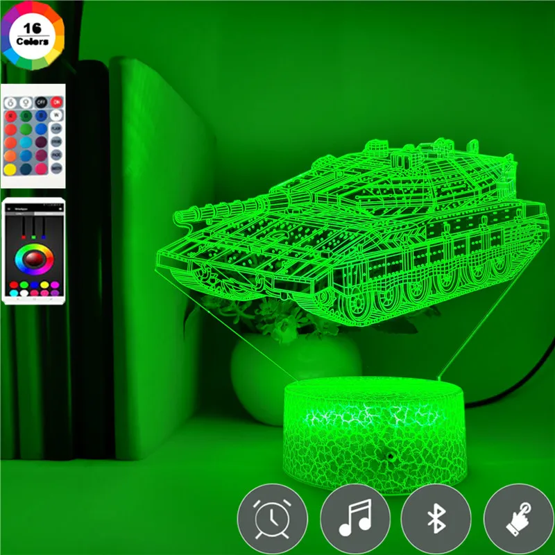 

USB 3D Illusion LED Night Light Lamp Tank Model Color Changing with Remote Nightlight Best Gift for Kids Room Party Decoration