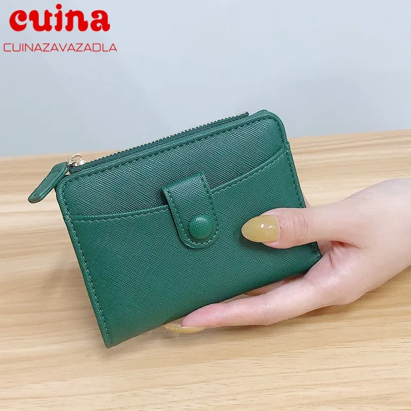 

New Brand Men And Women Wallet Leather Solid Slim Wallets Pu Leather Short Credit Card Holders Coin Purses Business Purse