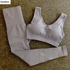Женские штаны с высокой талией + сексуальный бюстгальтер, комплект из двух предметов для йоги, фитнеса, тренажерного зала, бесшовная быстросохнущая Спортивная одежда для бега на открытом воздухе