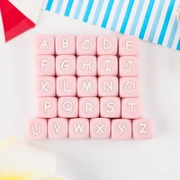 kovict 12mm 10pcs pink silicone alphabet letter beads baby teeth pacifier chain silicone baby teether bpa free