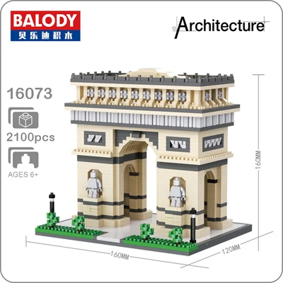 Triumphal Arch Balody архитектура Эйфелева башня белый дом Биг Бен Лувр алмаз 3D Строительные маленькие блоки игрушка здание съезда без коробки - Цвет: Triumphal Arch