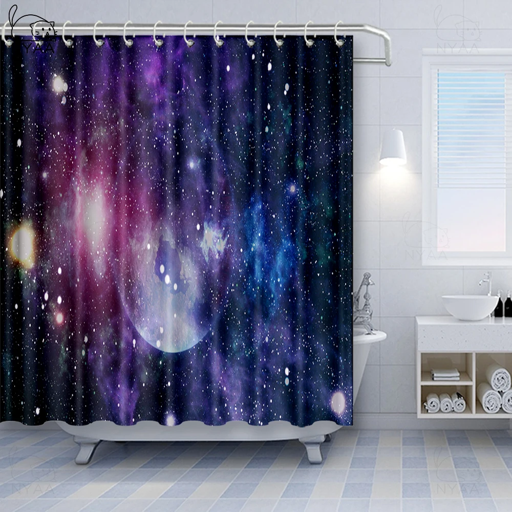 Современная занавеска для душа с изображением галактики ночного звездного неба
