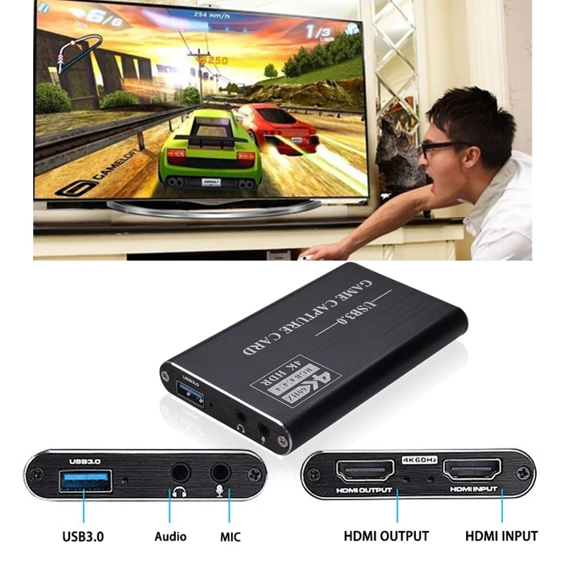 

4K HDMI Video Capture Card USB3.0 Game Device with 1080P 60FPS 4Kp60 Live Streaming Recorder for PS4