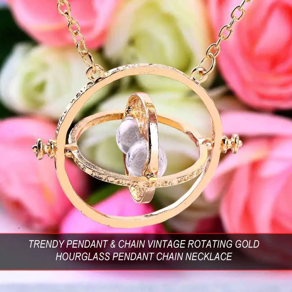 GENBOLI Time Turner Necklace Rotating Spins Gold Hourglass Pendant Vintage Round Men Women Jewelry Christmas Gift For Children | Украшения
