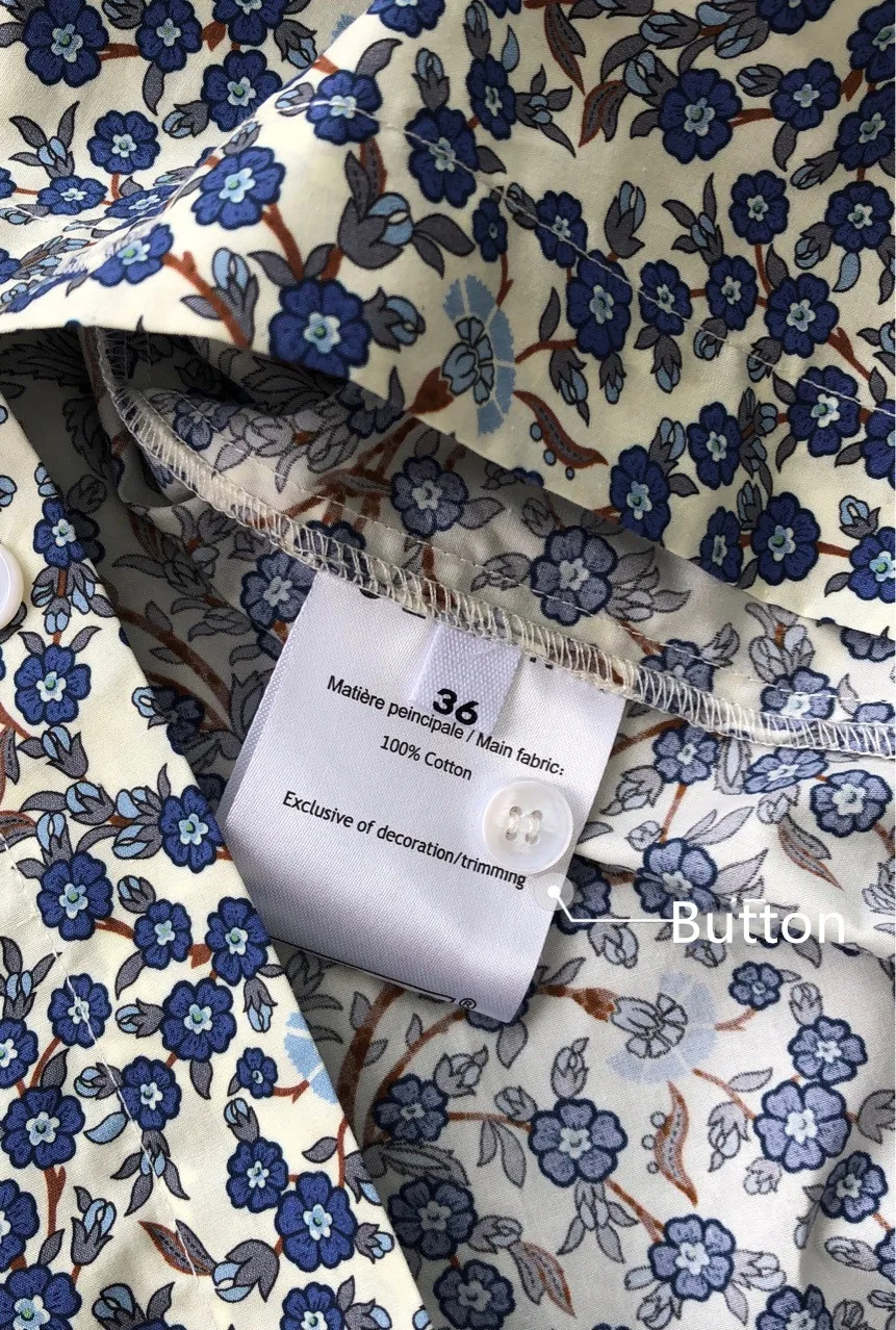 

Floral Printing Women Blouse Long Sleeve 100% Cotton Turn-down Collar Female Casual Shirt with Buttons